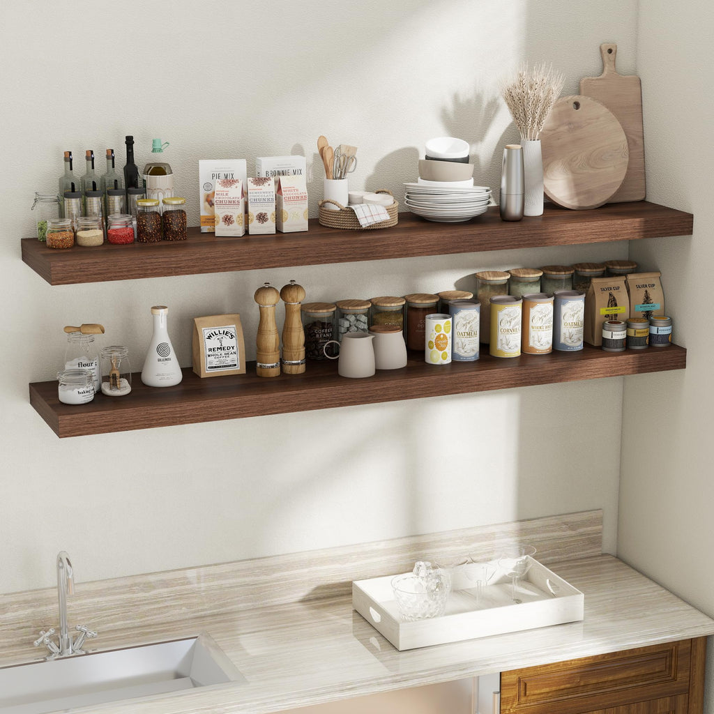12 Inch Deep Floating Shelves, 67 Inch Long Extra Large Floating Shelves, Wall Shelves with Invisible Bracket
