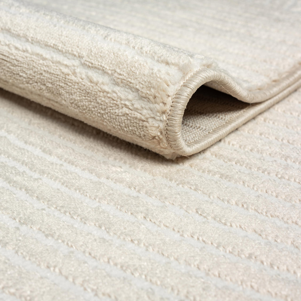 Neutral Beige Area Rug | Beige Geometric Carpet with Zen Circle Pattern | Rugs