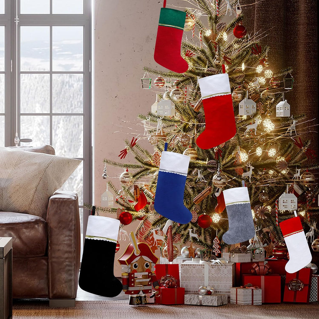Candy Cane Christmas Stockings, 19 Inches Red and White Christmas Stockings for Family Christmas Holiday - Set of 12