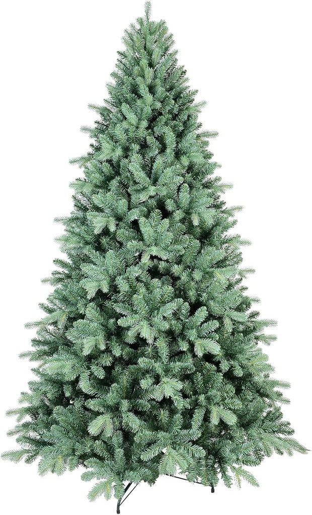 Blue Spruce Artificial Christmas Tree, Hinged Unlit Xmas Trees with 2458 PE&PVC Mixed Branch Tips, Home Holiday