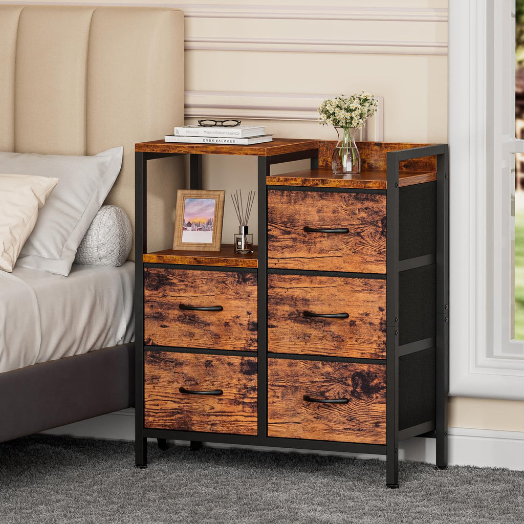 Rustic Brown Dressers , 5 Drawer Dresser for Closet