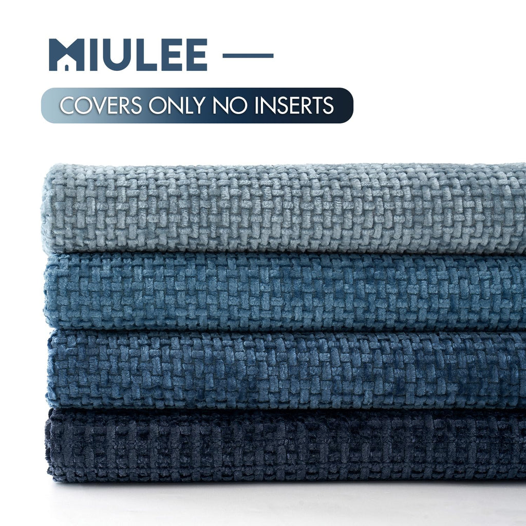 Soft Decorative Chenille Pillow Covers Blue Series 20x20 Pack of 4