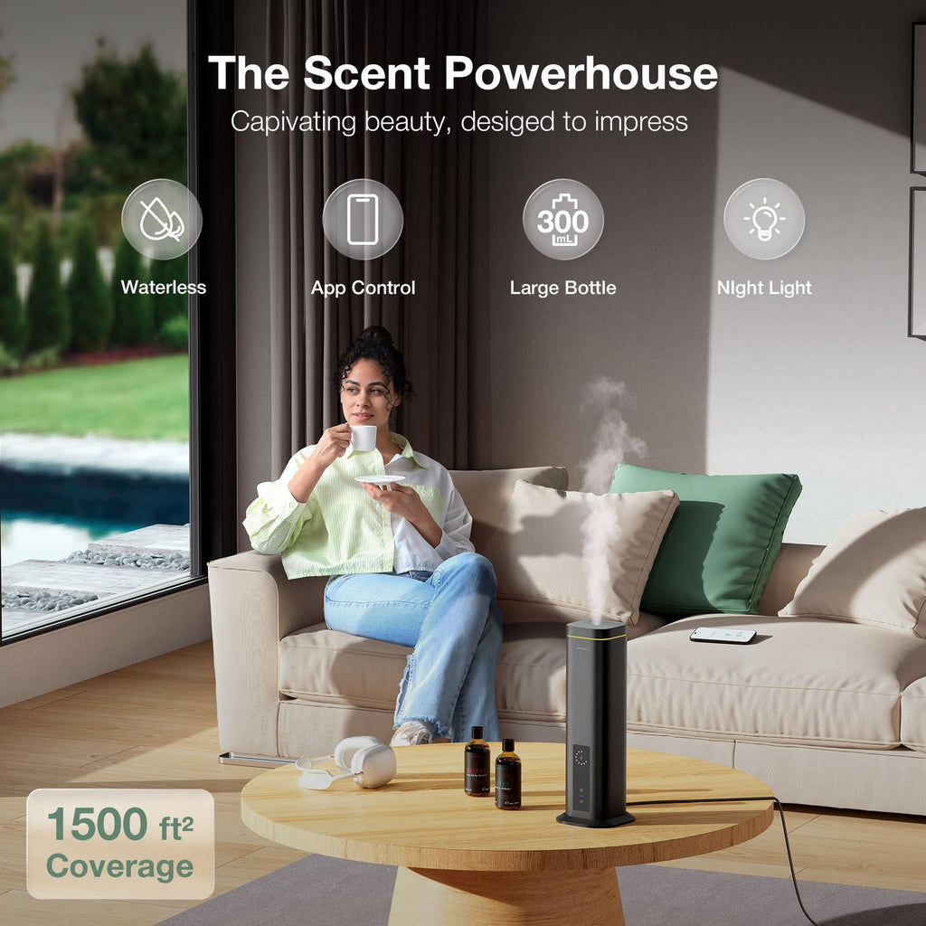 RDX Smart Waterless Diffuser Starter Kit for Room, Black