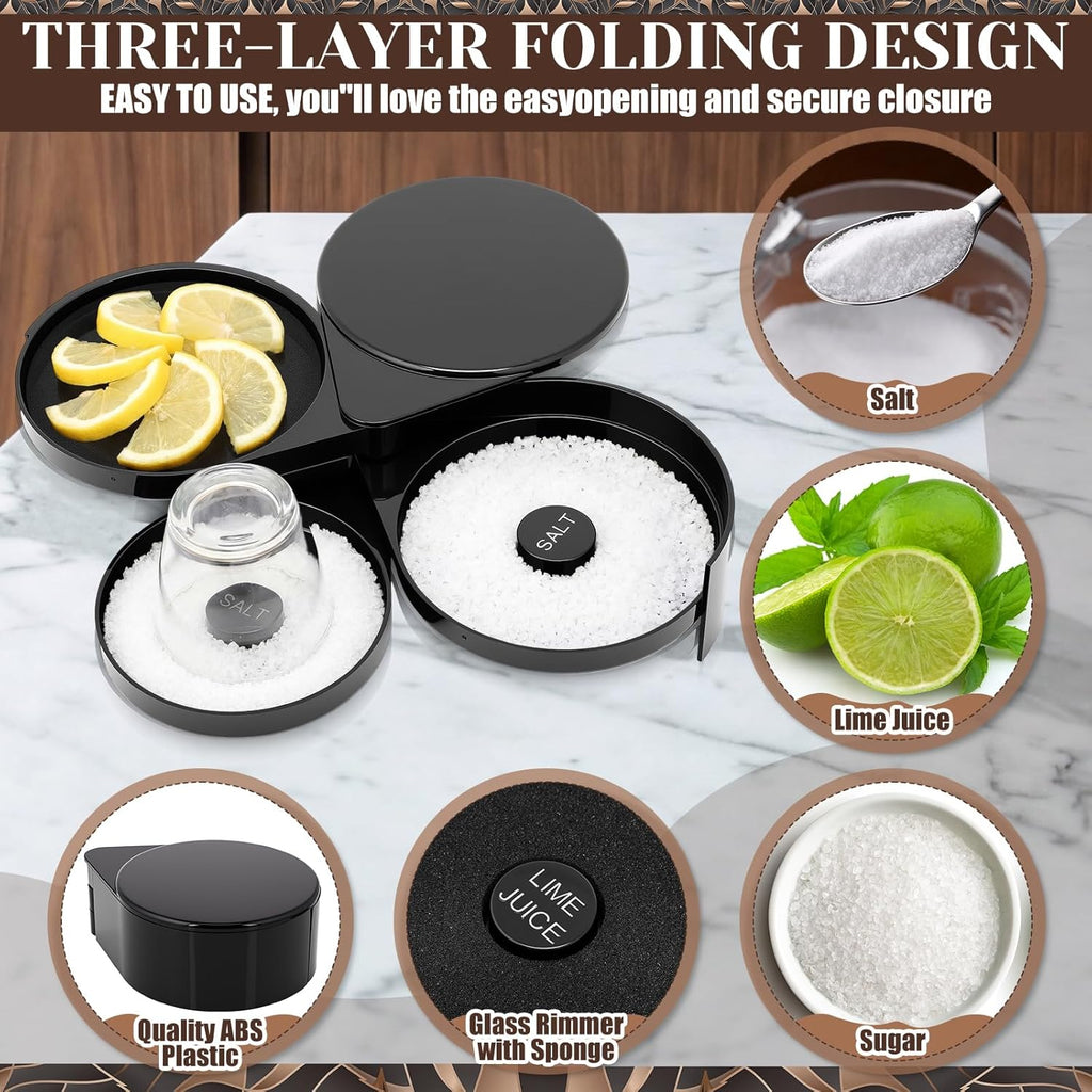 Cocktail Shaker Set and Bartender Kit with Stand, 18 x 12 Inch Folding Bar Mat with Cutting Board, 3 Tier Bar - Set of 28