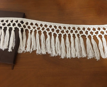 14cm Wide Tassel Trim, Cotton Tassel Fringe Boho Macrame Tassel Ribbon for Sewing Accessories DIY Crafts and - 3 Yards