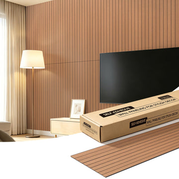 6-Pack Peel and Stick Wood Panels for Wall PVC, Walnut