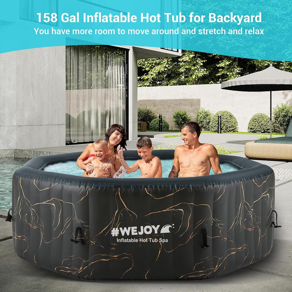 Portable Hot Tub61X61X25 Inch Air Jet Spa 2-3 Person Inflatable Octagon Outdoor Heated Hot Tub Spa with 120 Bubble
