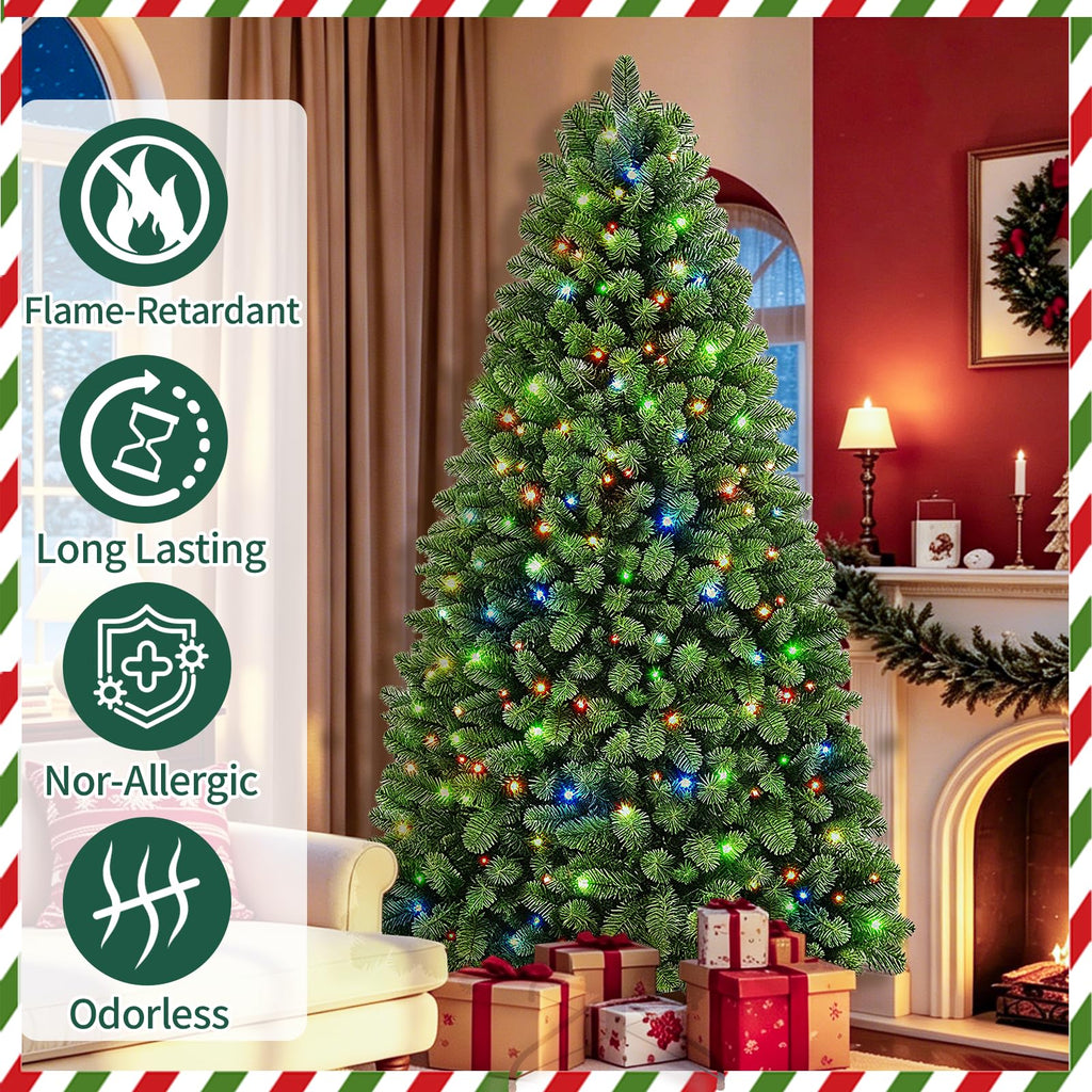 6.5ft Pre-Lit Christmas Tree with Remote Control & Foot Switch