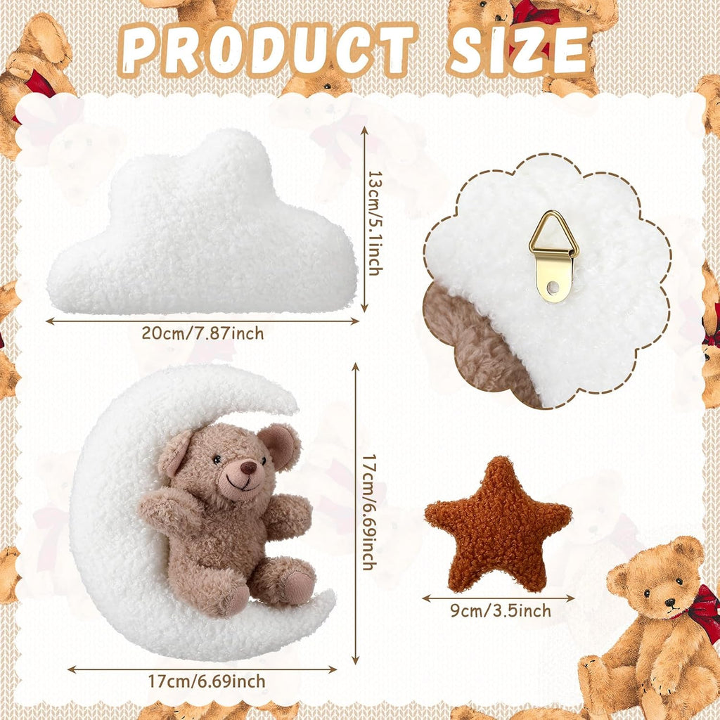 7 Pcs Teddy Bear Nursery Wall Decor Moon Teddy Bear Wall Art