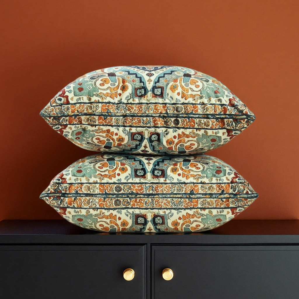Boho Soft Velvet Throw Pillow Covers 18x18 in Vintage Moroccan