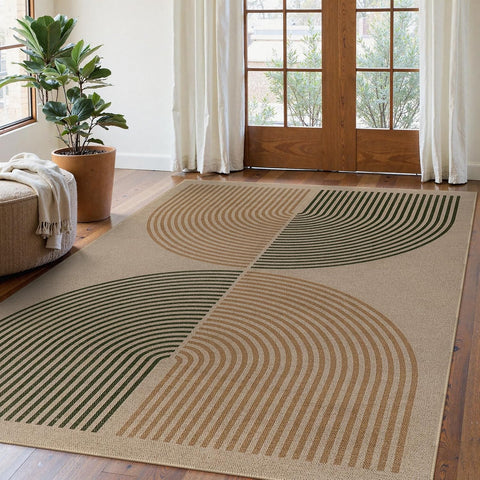 Lahome Modern Rainbow Easy Jute Rug, Washable 5x7 Area Rugs for Living Room Black Farmhouse Dining Room Rug