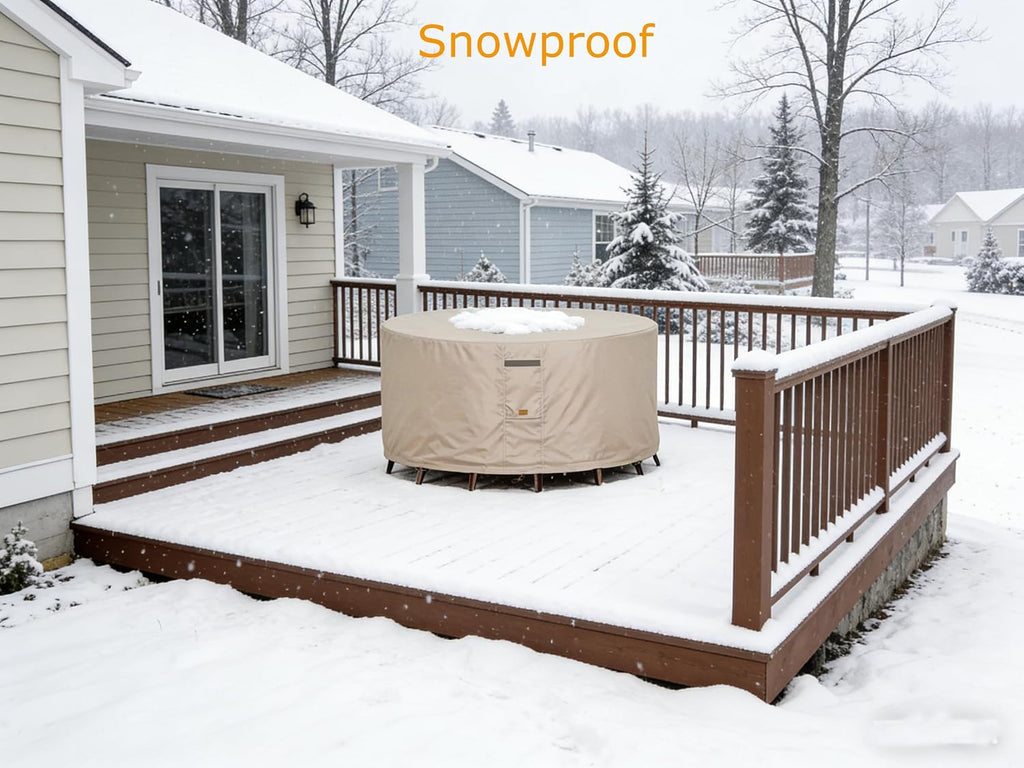 Round Patio Table Cover Outdoor Furniture Waterproof 76" Dia | Patio Furniture Covers 600D Heavy Duty,Outdoor Table