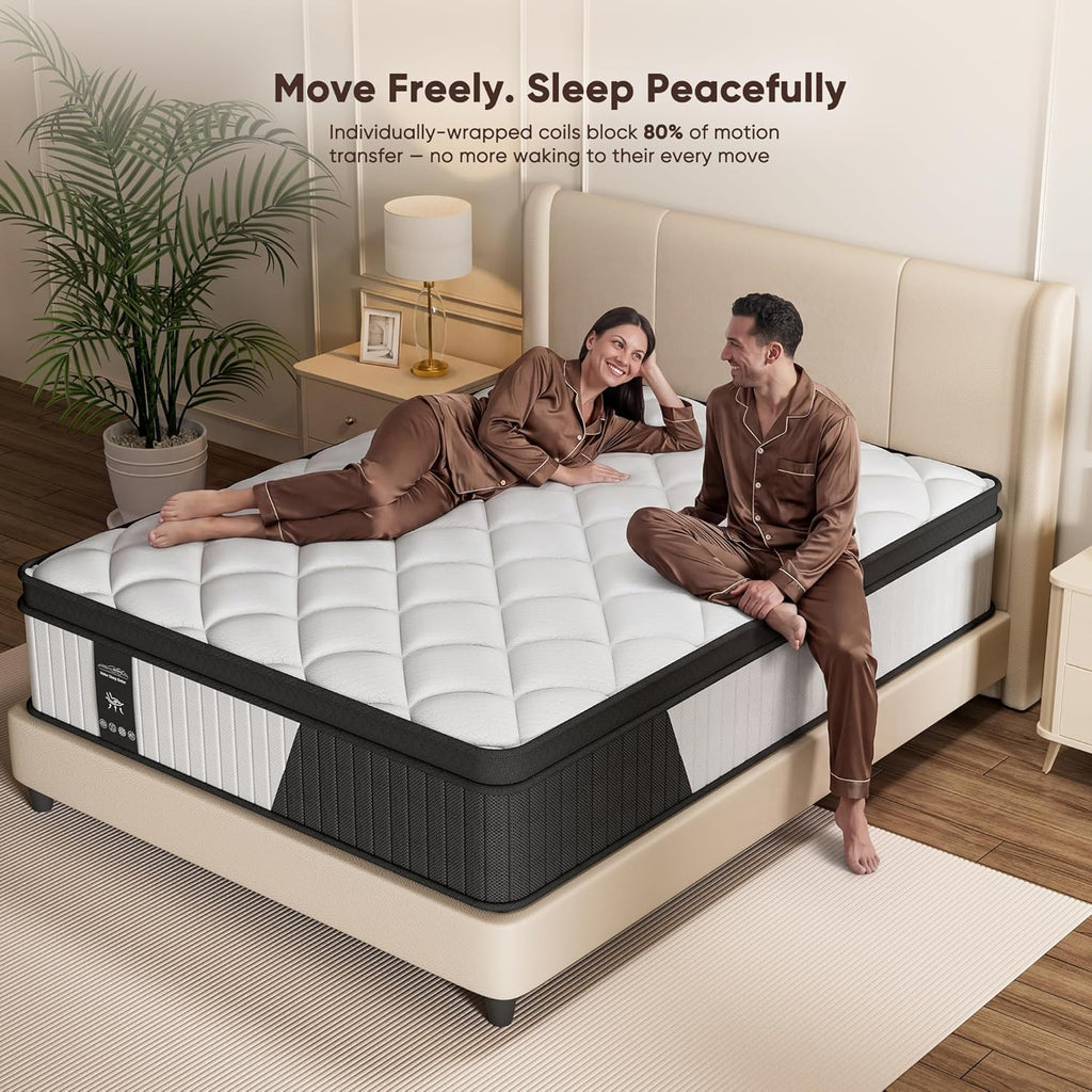 King Size Mattress, 12 Inch Hybrid Mattress King Size in a Box, Medium Firm | King Mattress with Cooling Gel Memory
