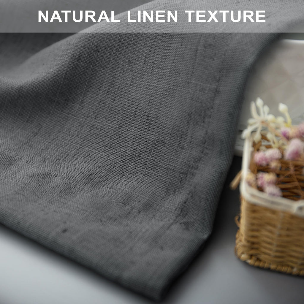 Dark Grey Valance for Window - 18 Inch Length, Light Filtering Sheer Linen Cotton Kitchen Valance, Small Window