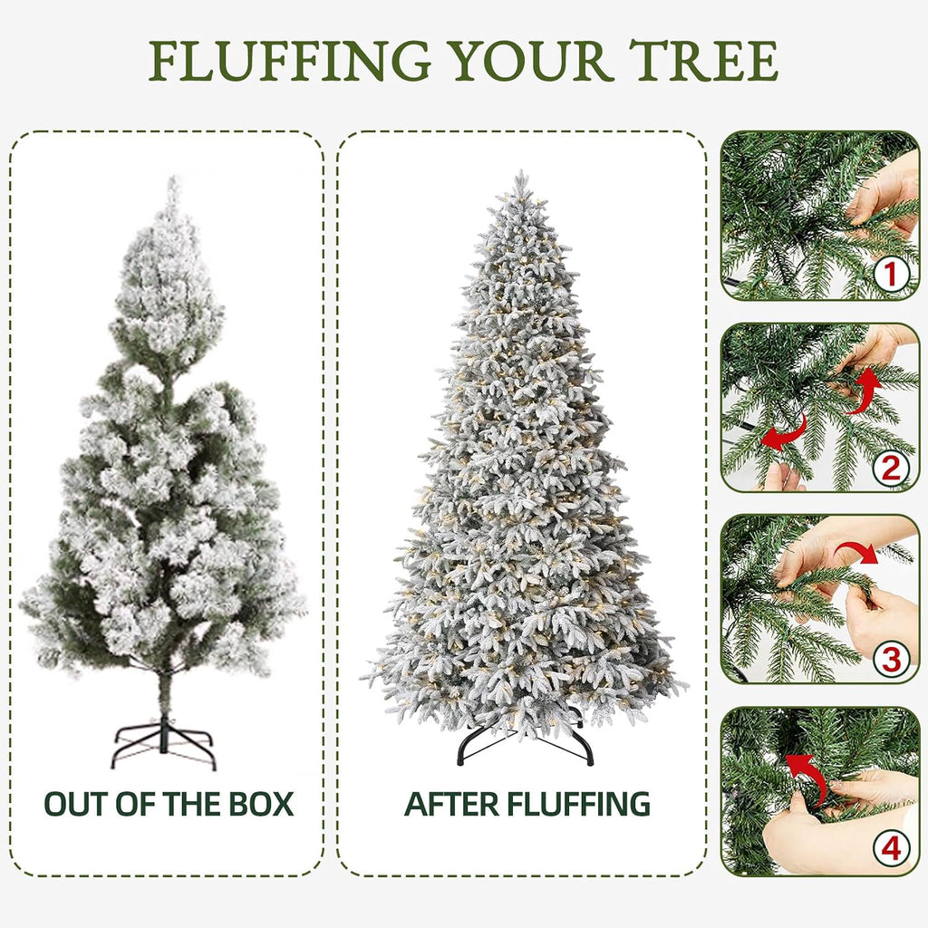 Prelit Luxury Flocked Christmas Tree with Remote Control