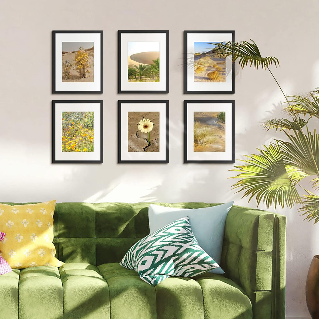 11x14 Picture Frame Set of 10, Display Pictures 8x10 with Mat or 11x14 Without, Multi Photo Frames Collage for Wall
