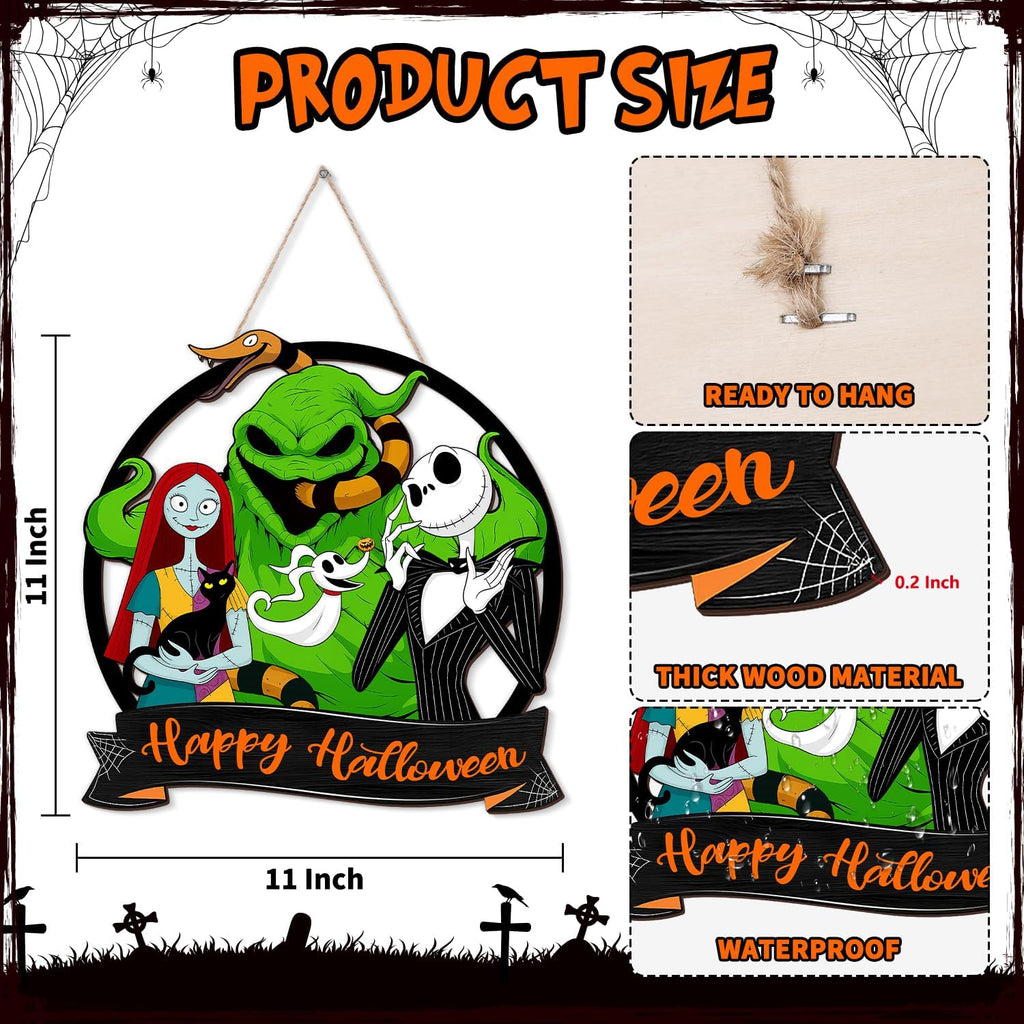 Halloween Nightmare Christmas Decorations Wooden Hanging Door Sign
