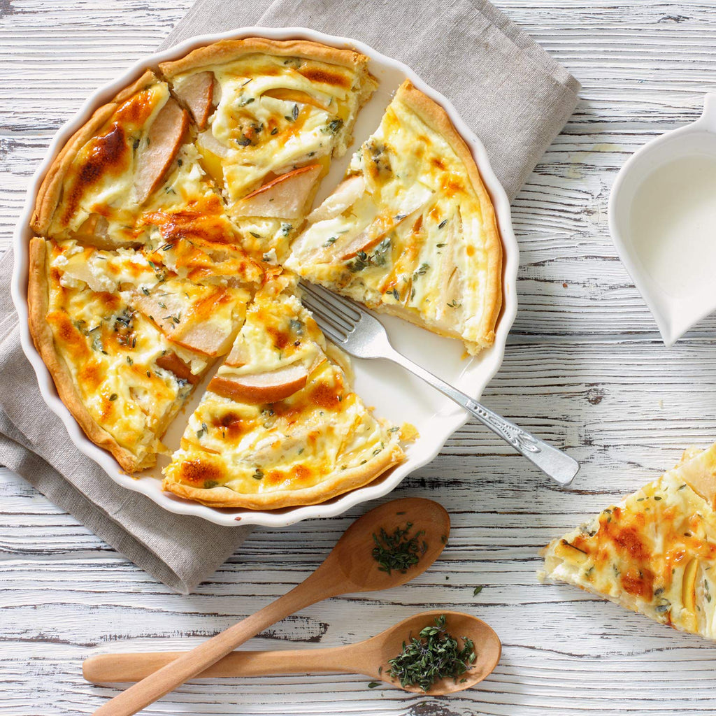 9.5 Inch Ceramic Tart Pan Set of 2 - Porcelain Quiche Baking Dish with Fluted Edge, Round Pie Pan for Chicken Pot