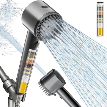 Ion Drops Filtered Shower Head with Handheld, 4+1 Spray Mode Showerhead with Filters