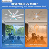 72" Ceiling Fan with LED Light and Remote - White / Light Natural Wood