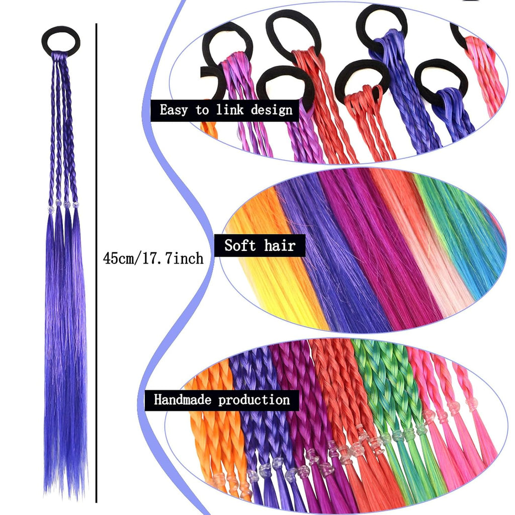 Kids Hair Accessories, Rainbow Braid Ponytail Extensions & Headbands