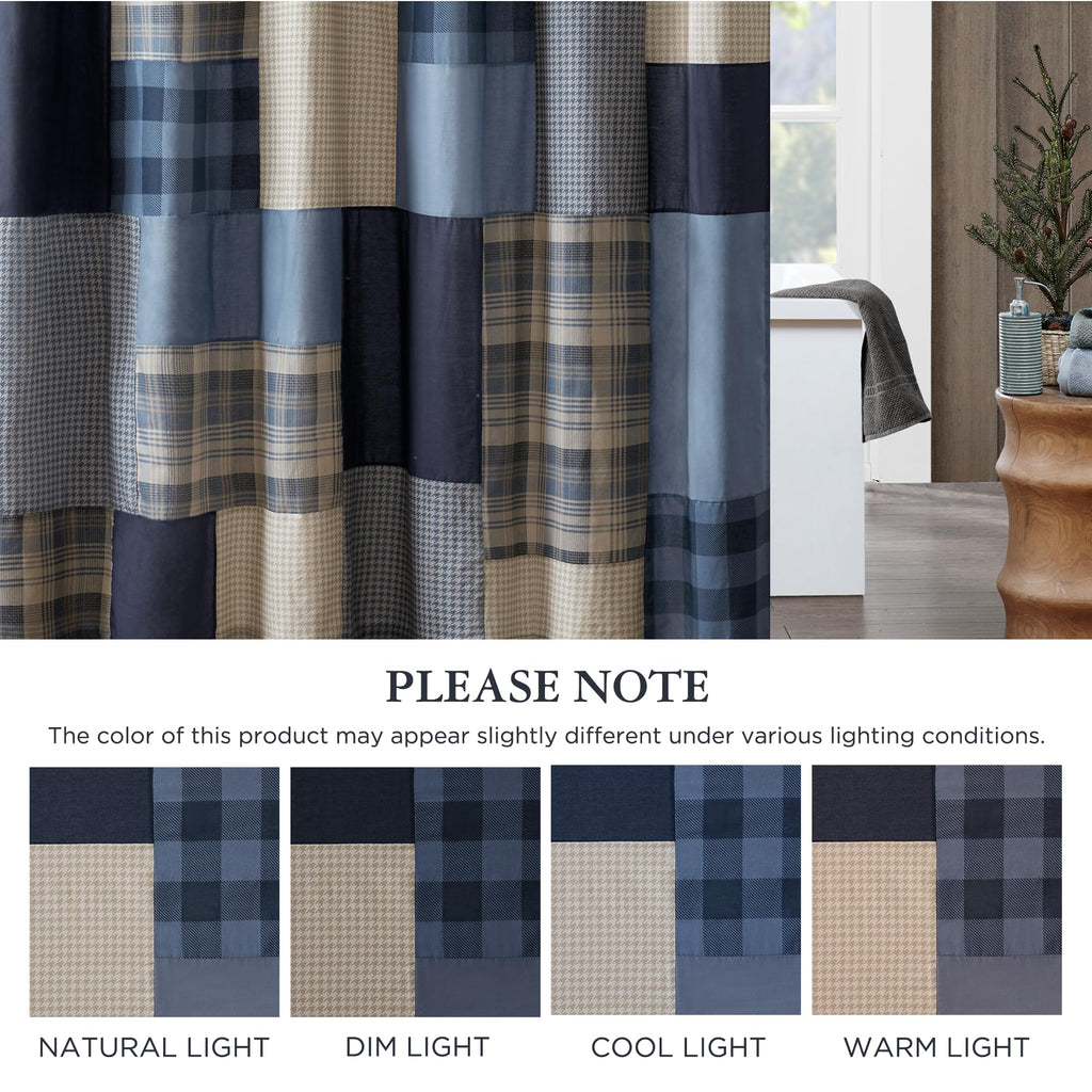 Winter Hills 100% Cotton, Cabin Lodge Plaid Pieced Design, Farmhouse Bathroom Decor, Machine Washable, Fabric