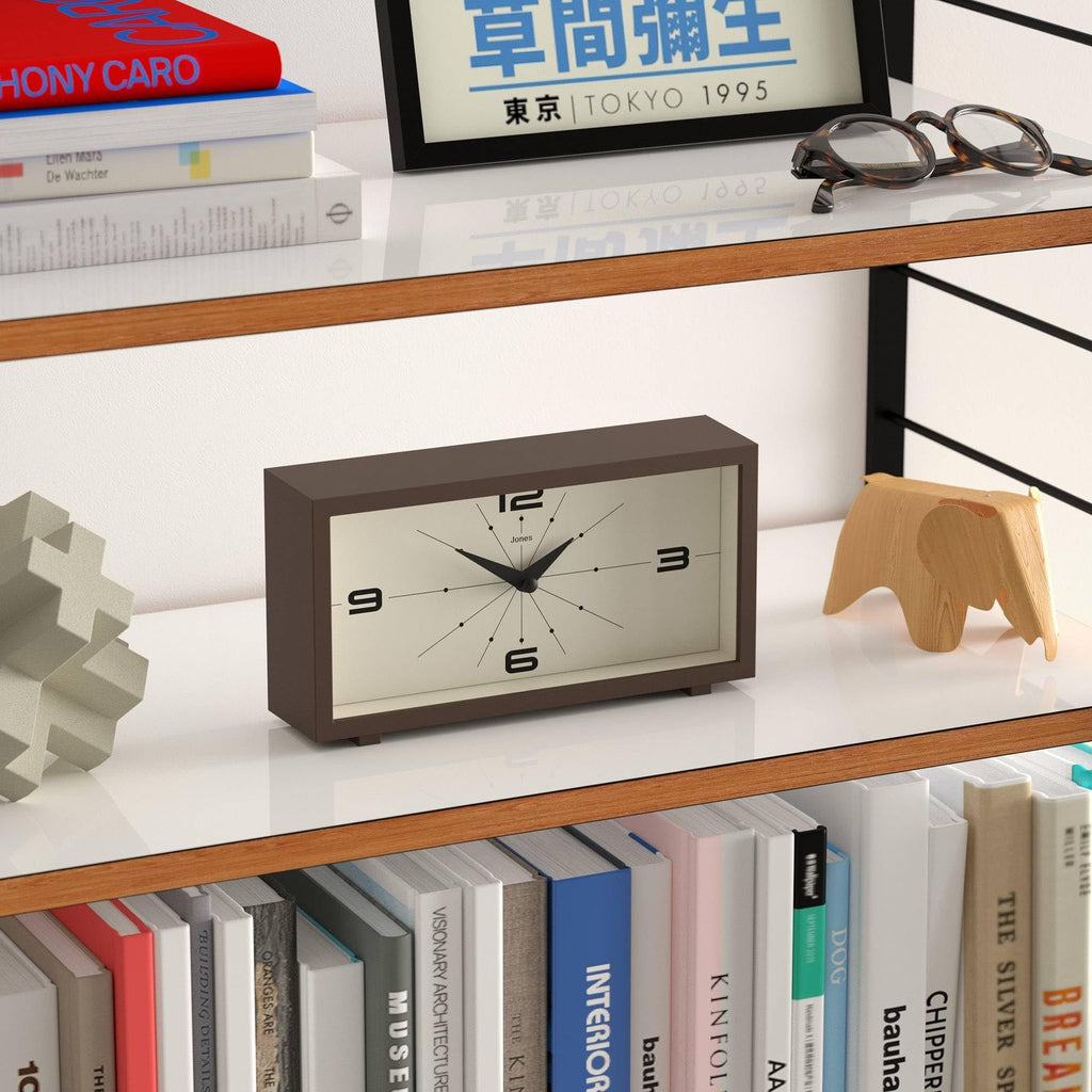 Odeon Desk Clock | Modern Rectangular Design | Brown