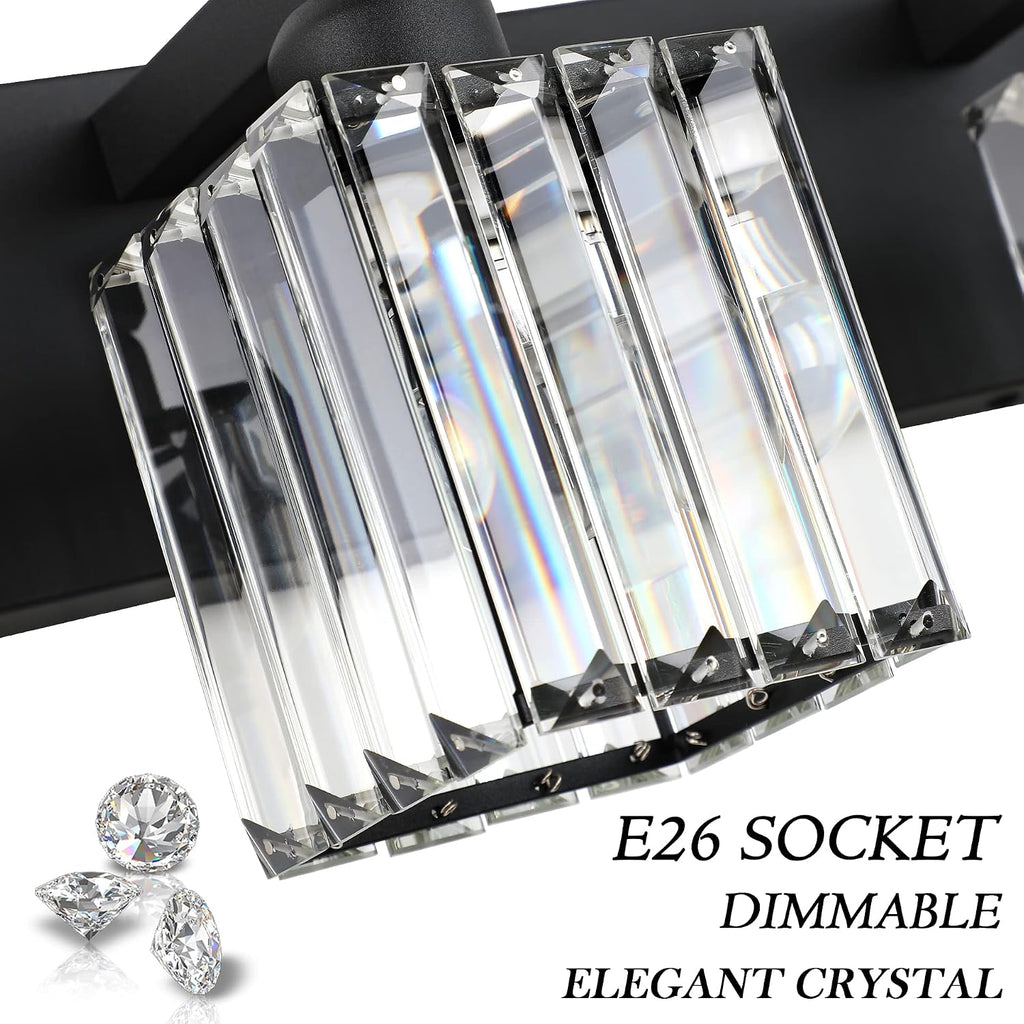 Black Light Fixtures Bathroom Vanity Light Crystal Modern Vanity Light 4 Light (Exclude Bulb)