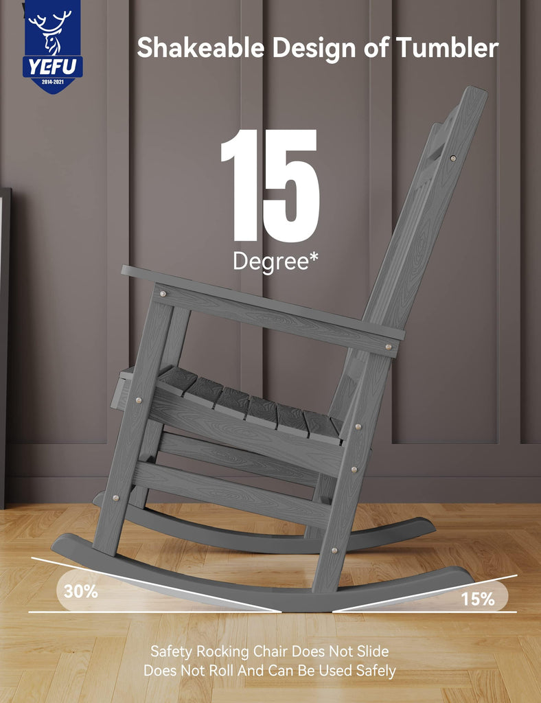 Rocking Chair Outdoor, Oversize Rocking Chair HIPS, Set of 2, Grey