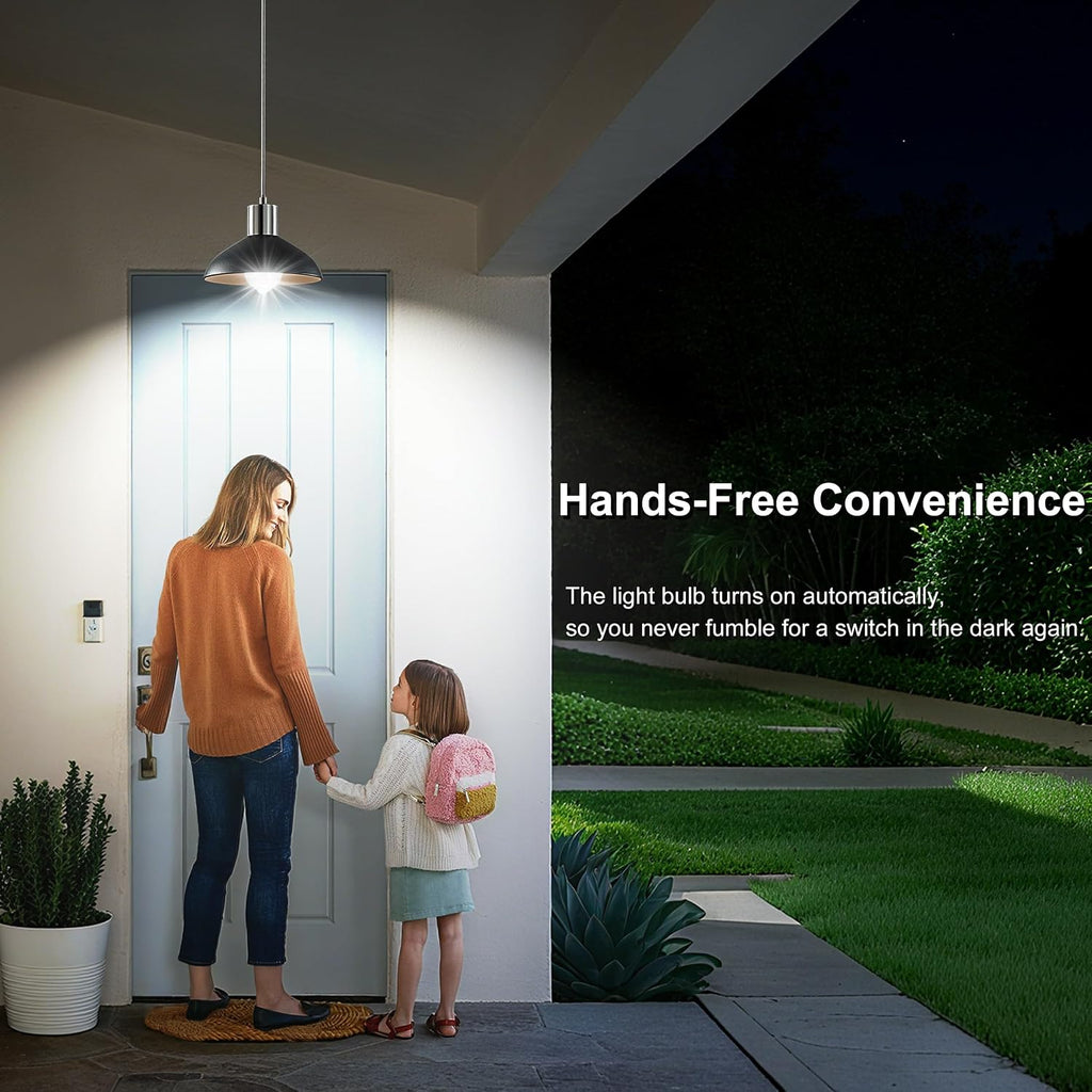 Motion Sensor Light Bulbs, 12W(100W Equivalent) A19 E26 5000K Auto On/Off
