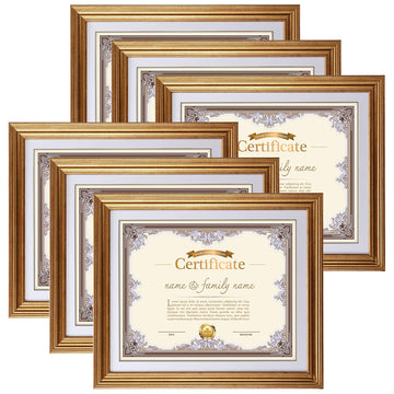 8.5 x 11 Picture Frames with Mat, Gold 8.5x11 Document Certificate Diploma Award Photo Frame Set for Wall or Tabletop