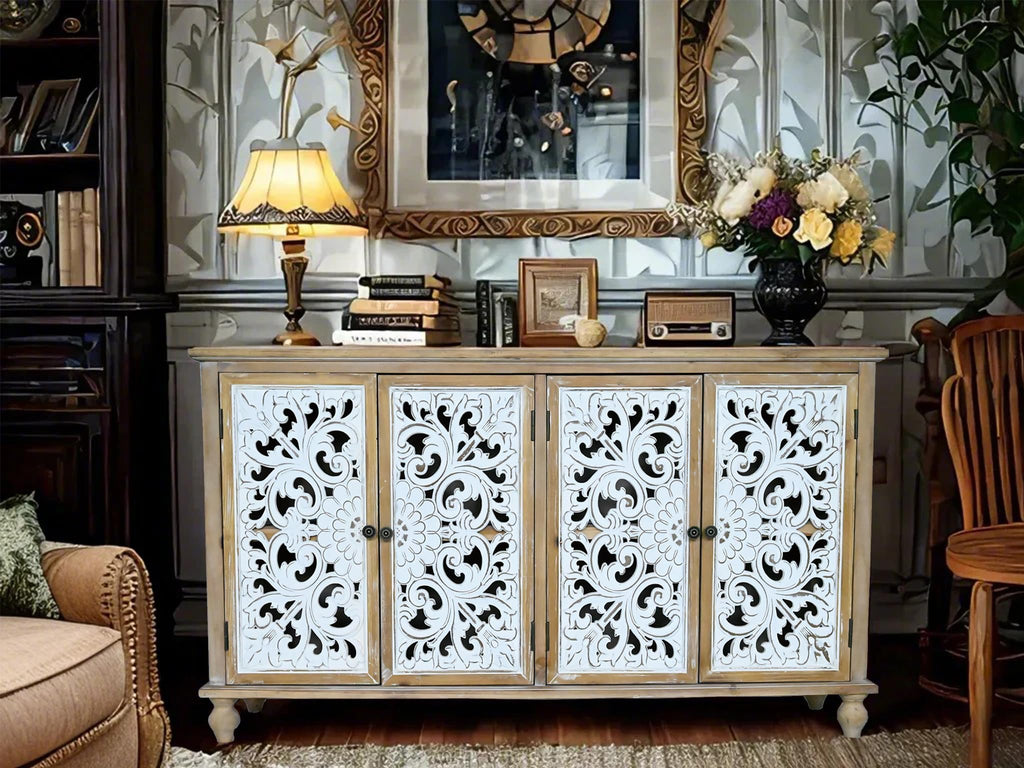 Solid Wood Sideboard Buffet, French Country Credenza Storage Cabinet