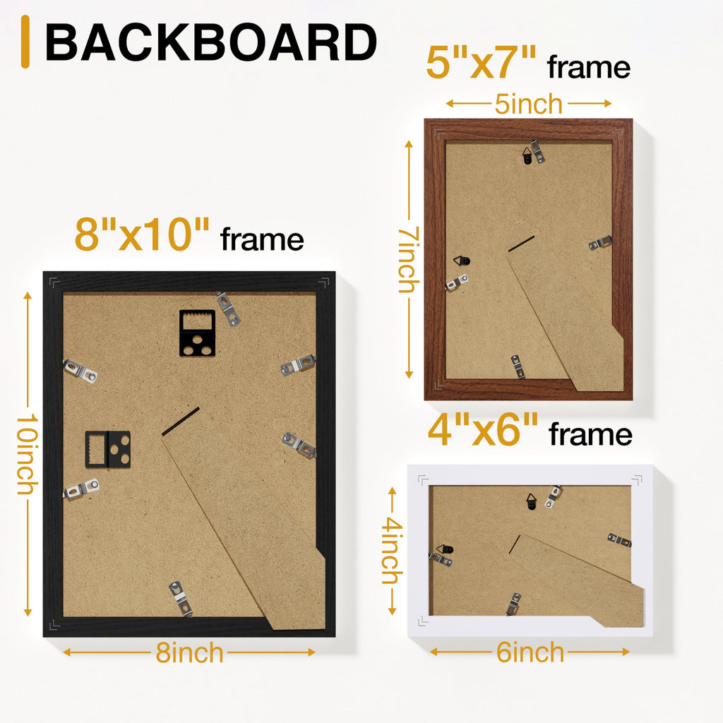 15 Pack Gallery Wall Frame Set, Black, Walnut Brown, White