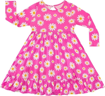 Kids Casual Dress for Girls Long Sleeve Dresses Cute Skirt Soft Toddler Viscose from Bamboo Clothes
