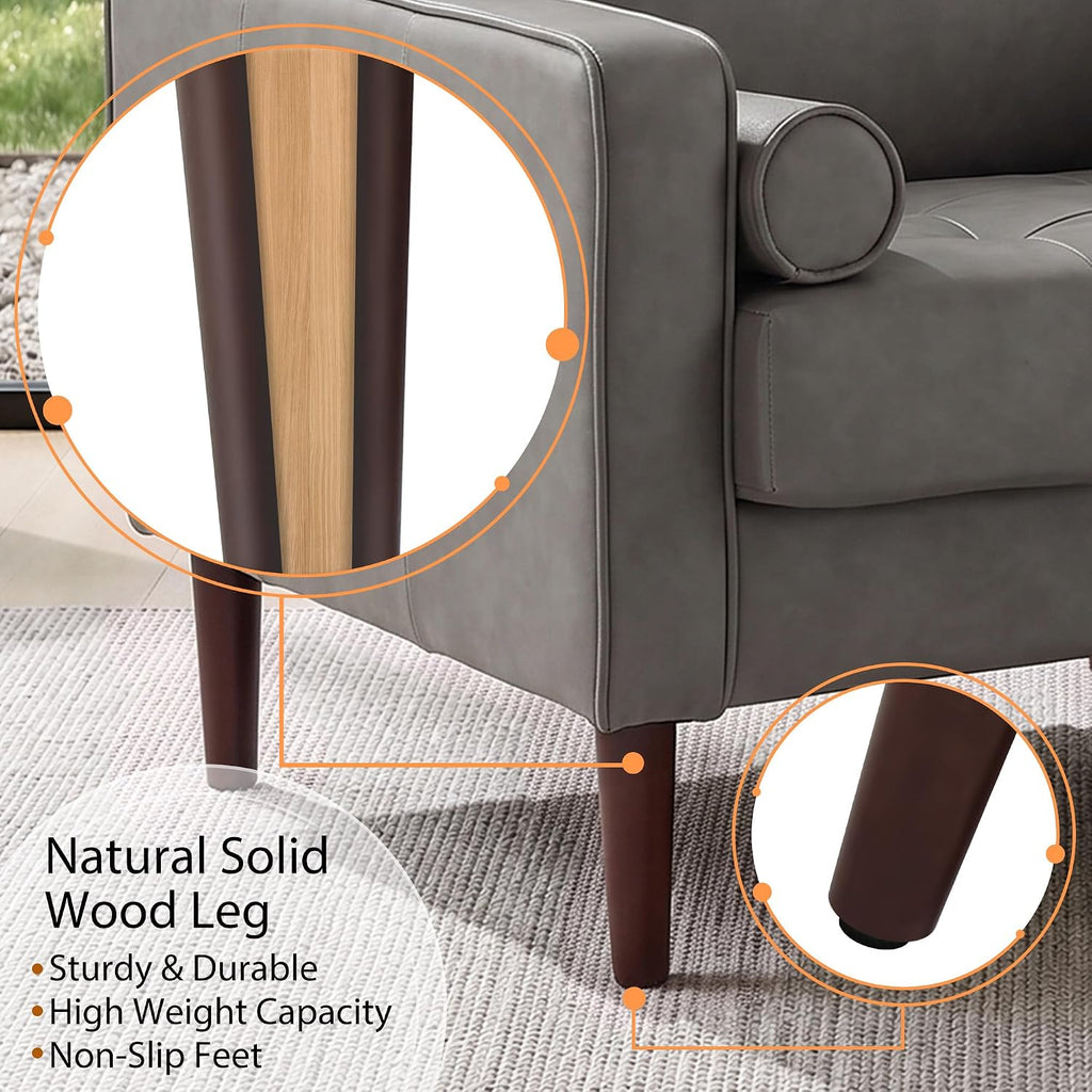 34.5" Arm Chairs, Modern Faux Leather Accent Chair, Dark Gray - Set of 2