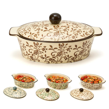 Ceramic Casserole Dish With Lid, Casserole Dishes for Oven, Modern Farmhouse Rustic Baking Dish Lasagna Pans For