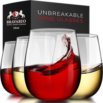 Unbreakable Stemless Plastic Wine Glasses | Reusable | Shatterproof 100% Tritan Plastic | Dishwasher-Safe | BPA-free