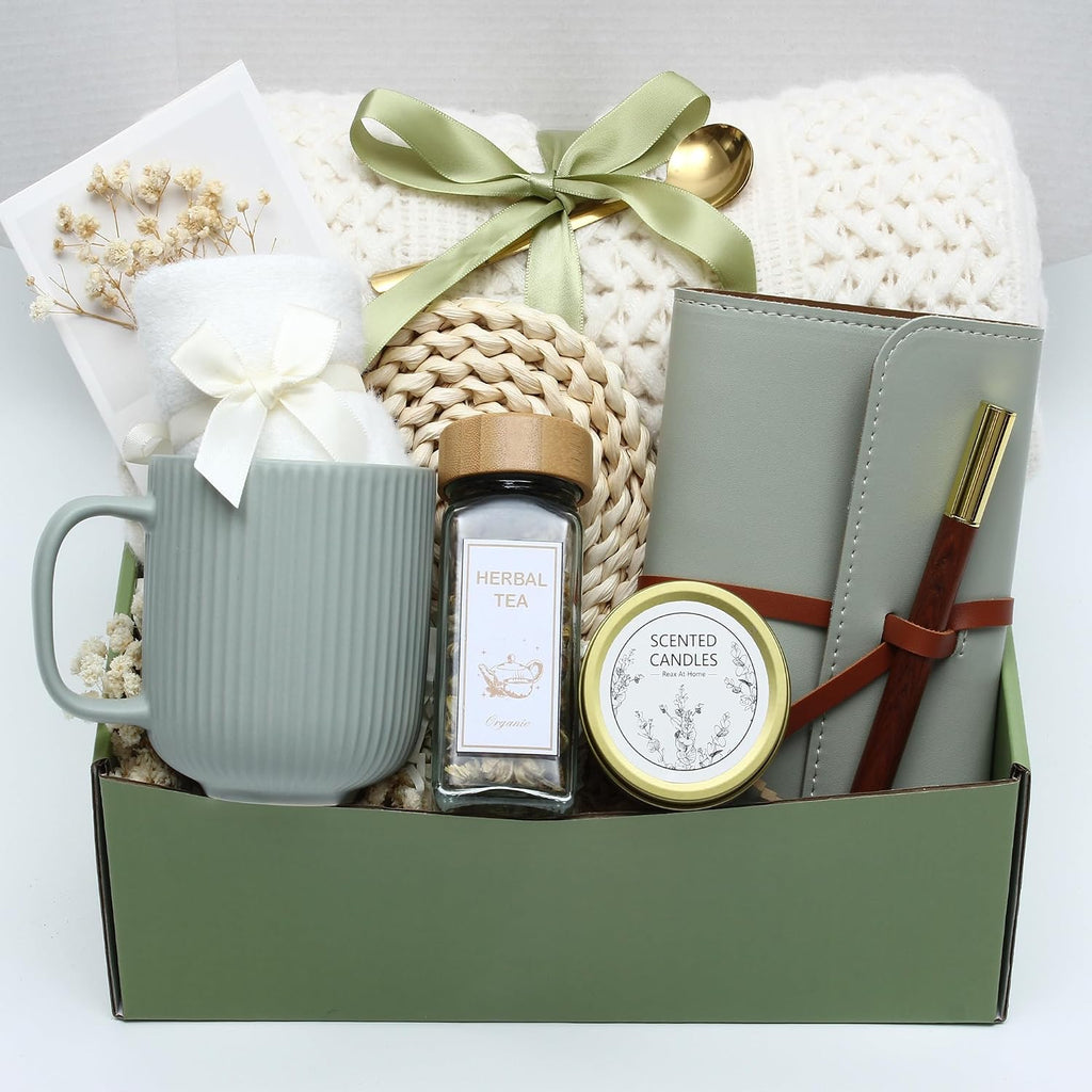 Sage Green Gift Box for Women,Self Care Birthday Relaxing Spa Set Get Well Soon Gifts for Christmas,Thinking of You