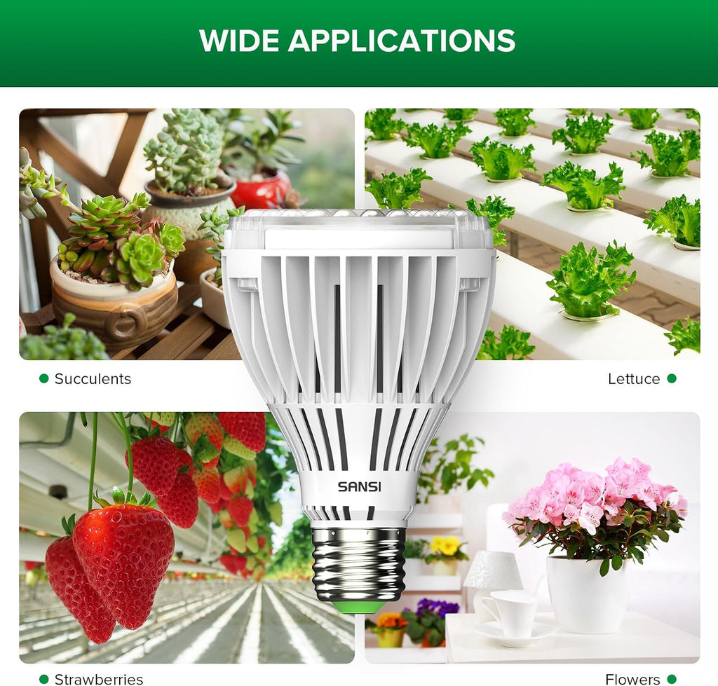 300W Equiv. Full Spectrum LED Grow Light Bulb 5000K+660nm E26 Base