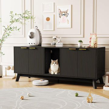 Cat Litter Box Furniture for 2 Cats, 59" Hidden Litter Box Furniture