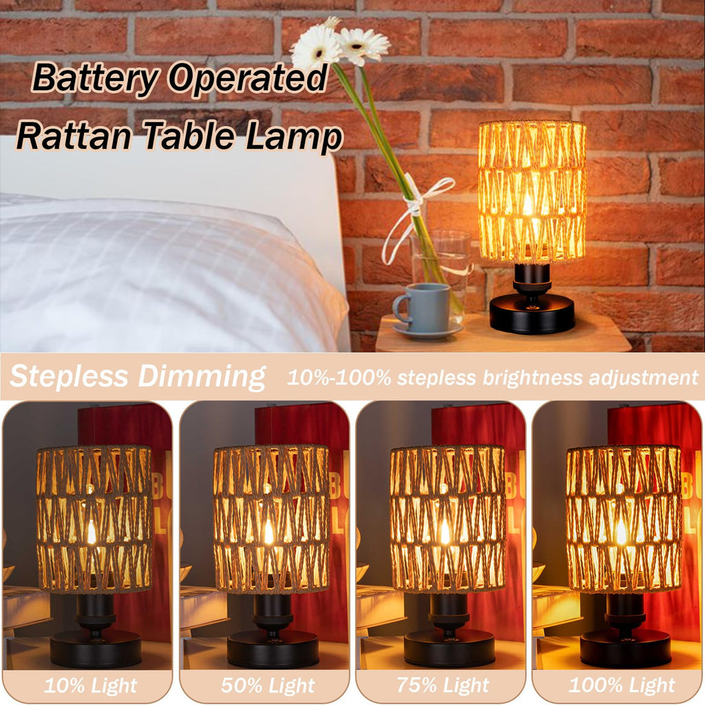 Cordless Rechargeable Outdoor Table Lamps, Battery Operated Table Lamp, Stepless Dimmable, and Bedroom (Bulb