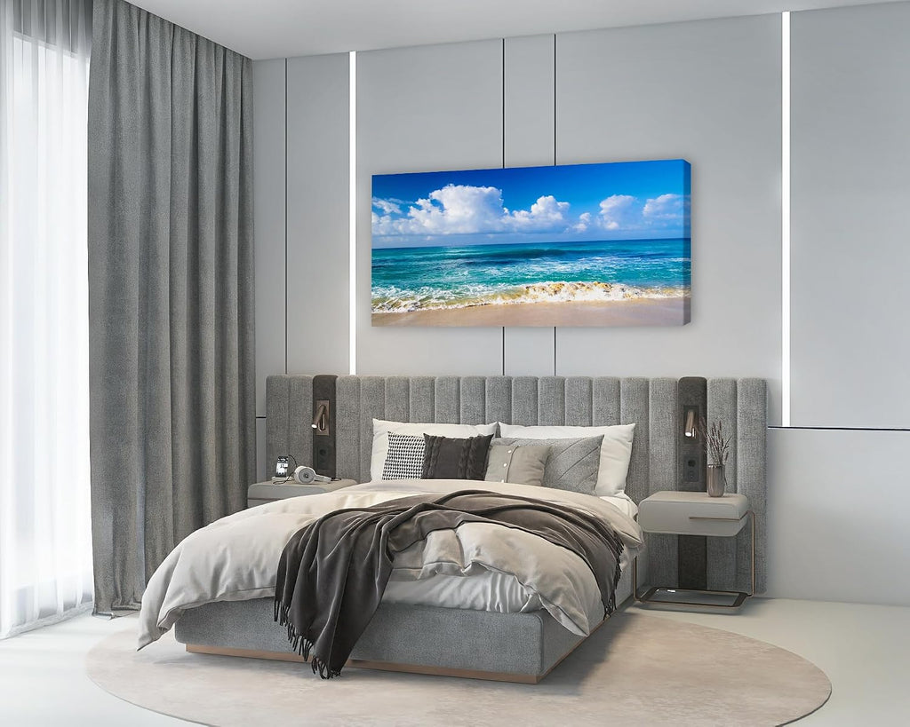 BK6750 Beach Wall Art Canvas Prints - Ocean Seascape Tropical Blue Sea Coast Picture Nature Landscape Artwork Bedroom