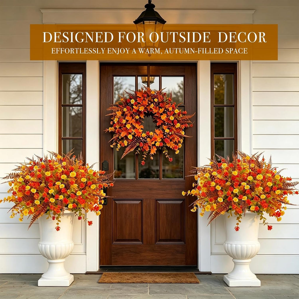 Bundles Artificial Fall Flowers for Outdoors Fall Decorations - Set of 20
