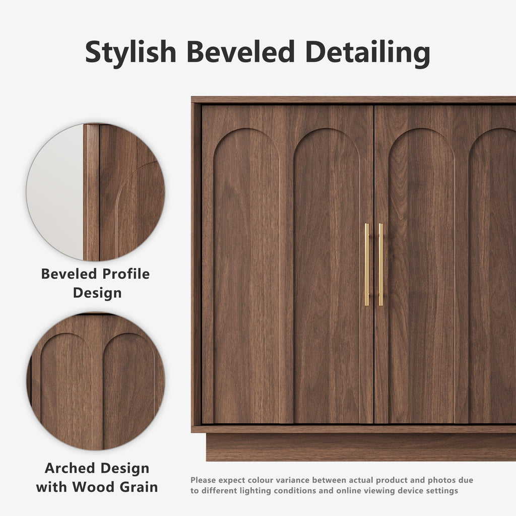 31.5" Sideboard Buffet Cabinet with Storage, Walnut, 3pcs