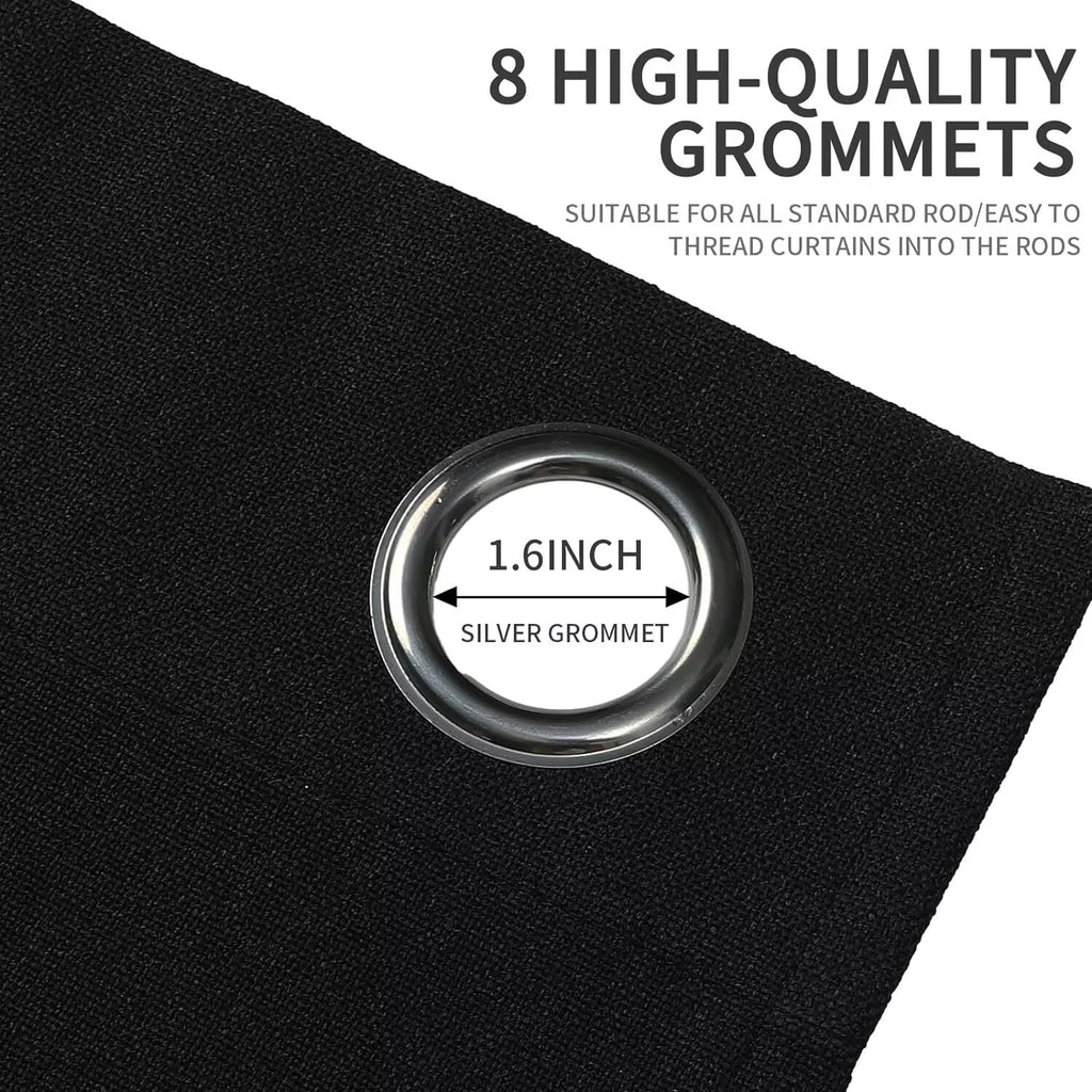 Blackout Curtains 84 Inch Length, 1 Panel, Thermal Insulated Linen Black Out Curtains with Grommets (100x84)