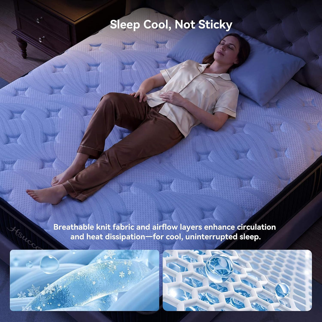 King Mattress 12 Inch, Luxury Hybrid Mattress King Size Bed in a Box for All Sleeping Positions, Gel Memory Foam &