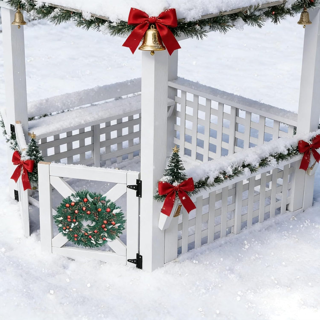 Large Outdoor Wooden Playhouse for Kids Ages 2-8 Waterproof White Playhouse with Built-in Bench & Door 52" x44"