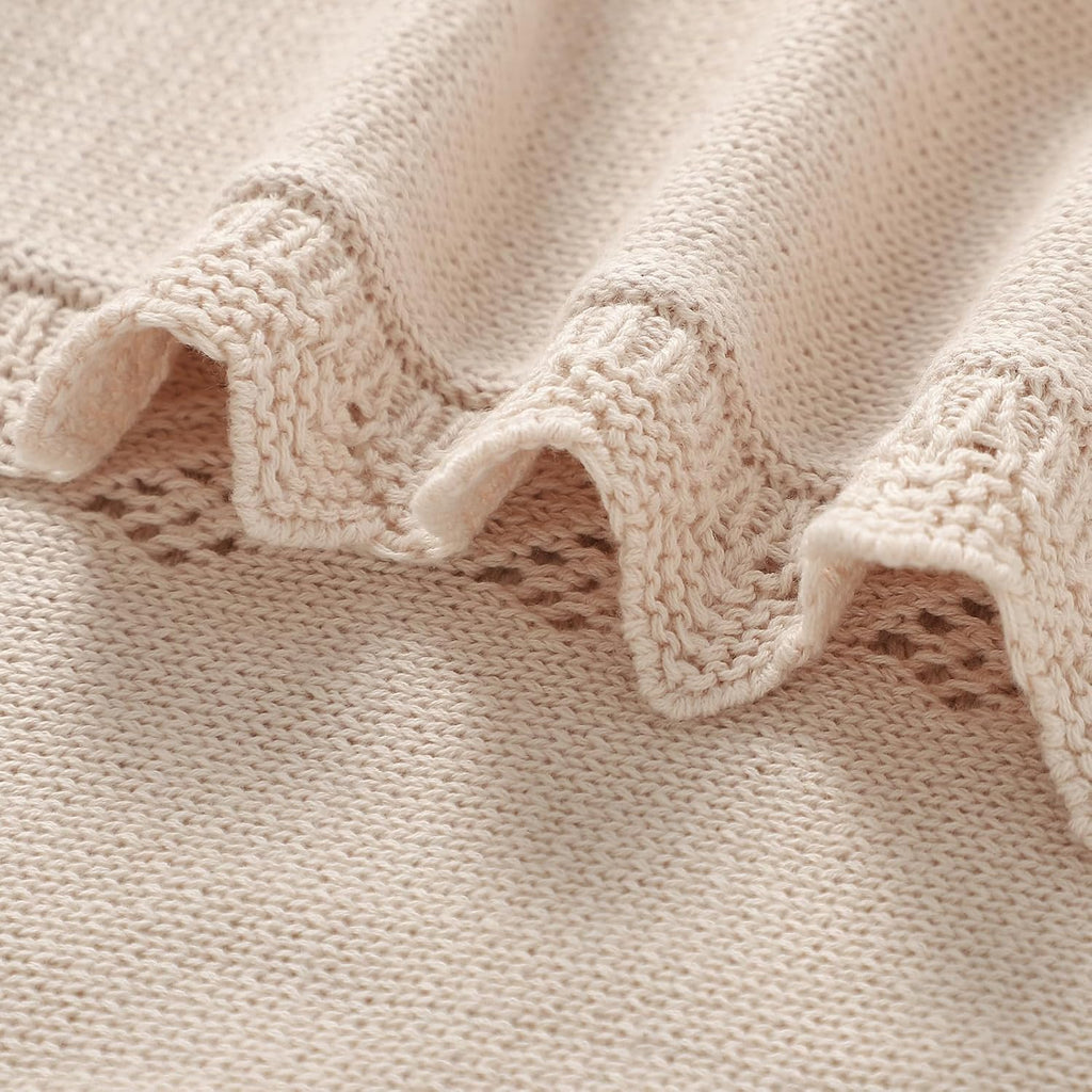 Cotton Knit Baby Blankets Neutral Cozy Crochet Receiving Crib 30x40