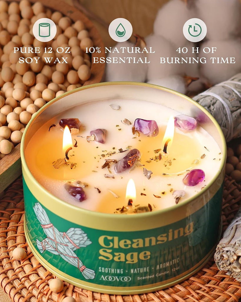 Sage Candle for Cleansing - 2 Pack Scented Candles - Set of 2