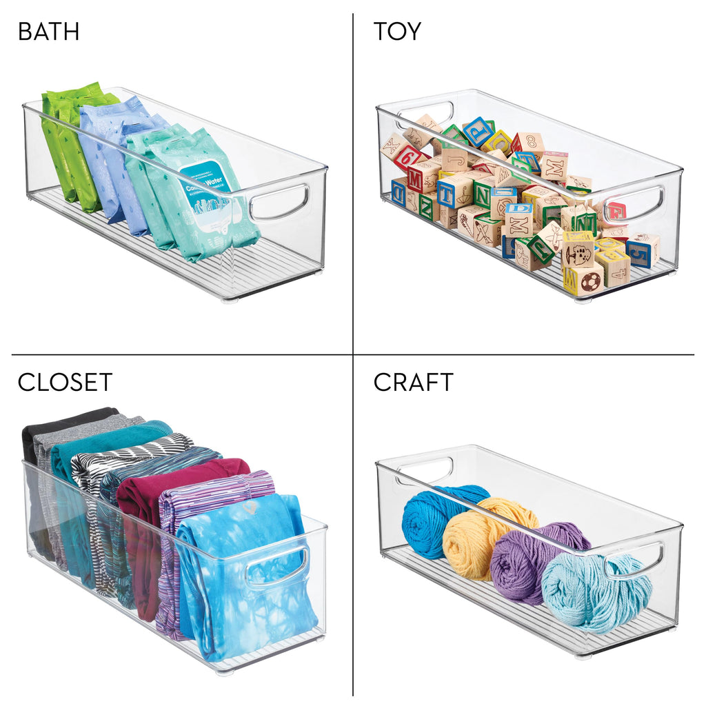 Plastic Stackable Pantry Bin with Handles, Set of 2, Clear